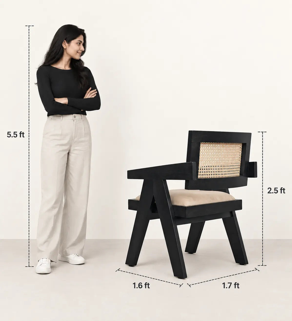 Atlanta Wooden Chair With Cushion Seating For Living Room And Bedroom | Chandigarh Chair