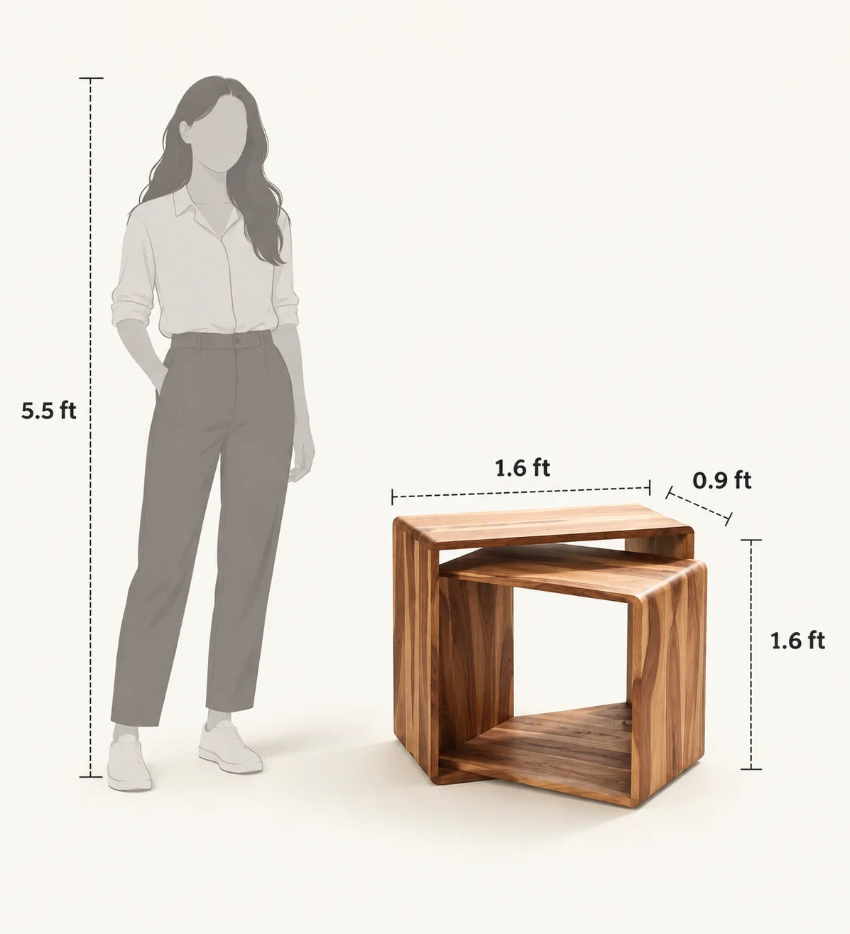 Hamilton Nested Cube Side Table | Nesting Table | Sheesham Wood End Table for Living Room