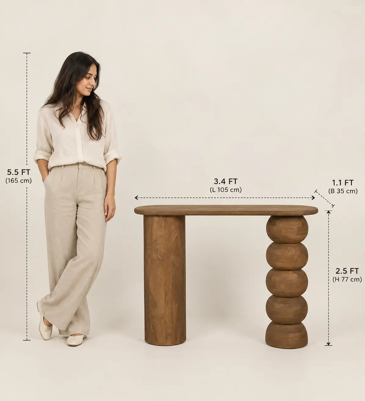 Tavren Handcrafted Mango Wood Console Table | Modern Wooden Table for Entryway & Living Room