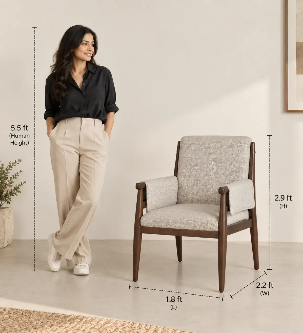 Cavallo Acacia Wood Accent Chair | Modern Wooden Dining Chair with Curved Backrest