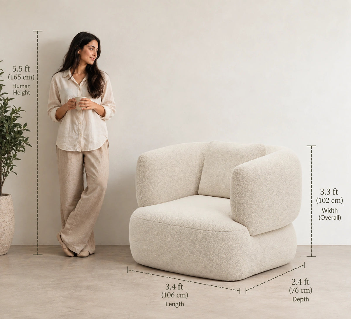Axis Modern Single Seater Sofa | Arm Chair
