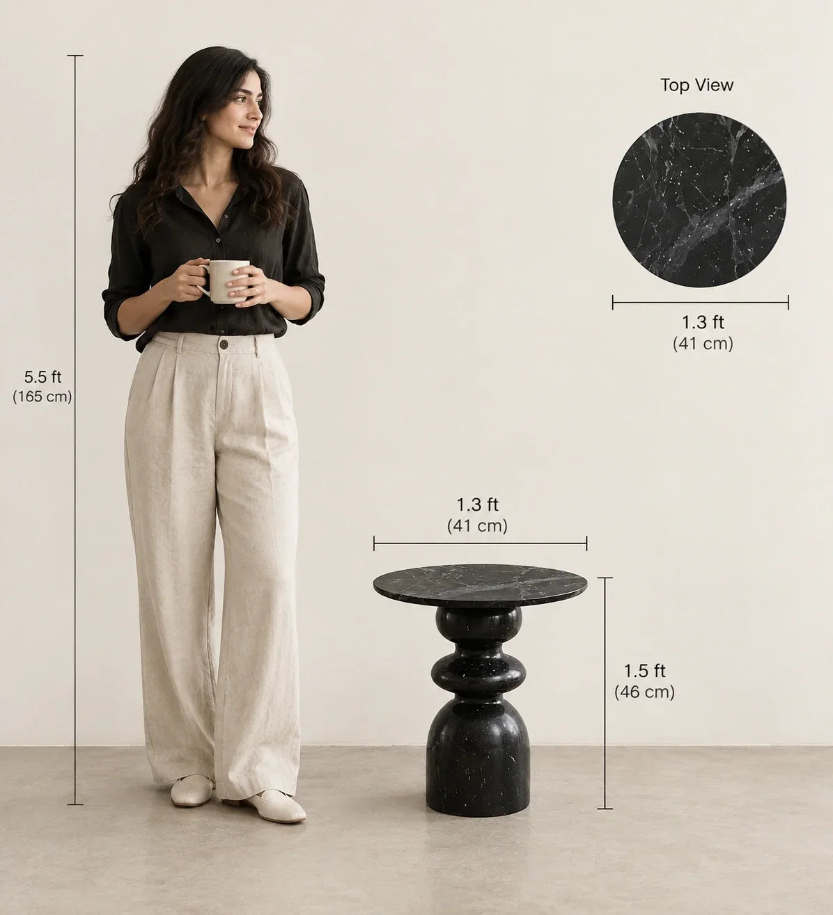 Valon Marble Sofa Side Table for Living Room | Modern Designer End Table