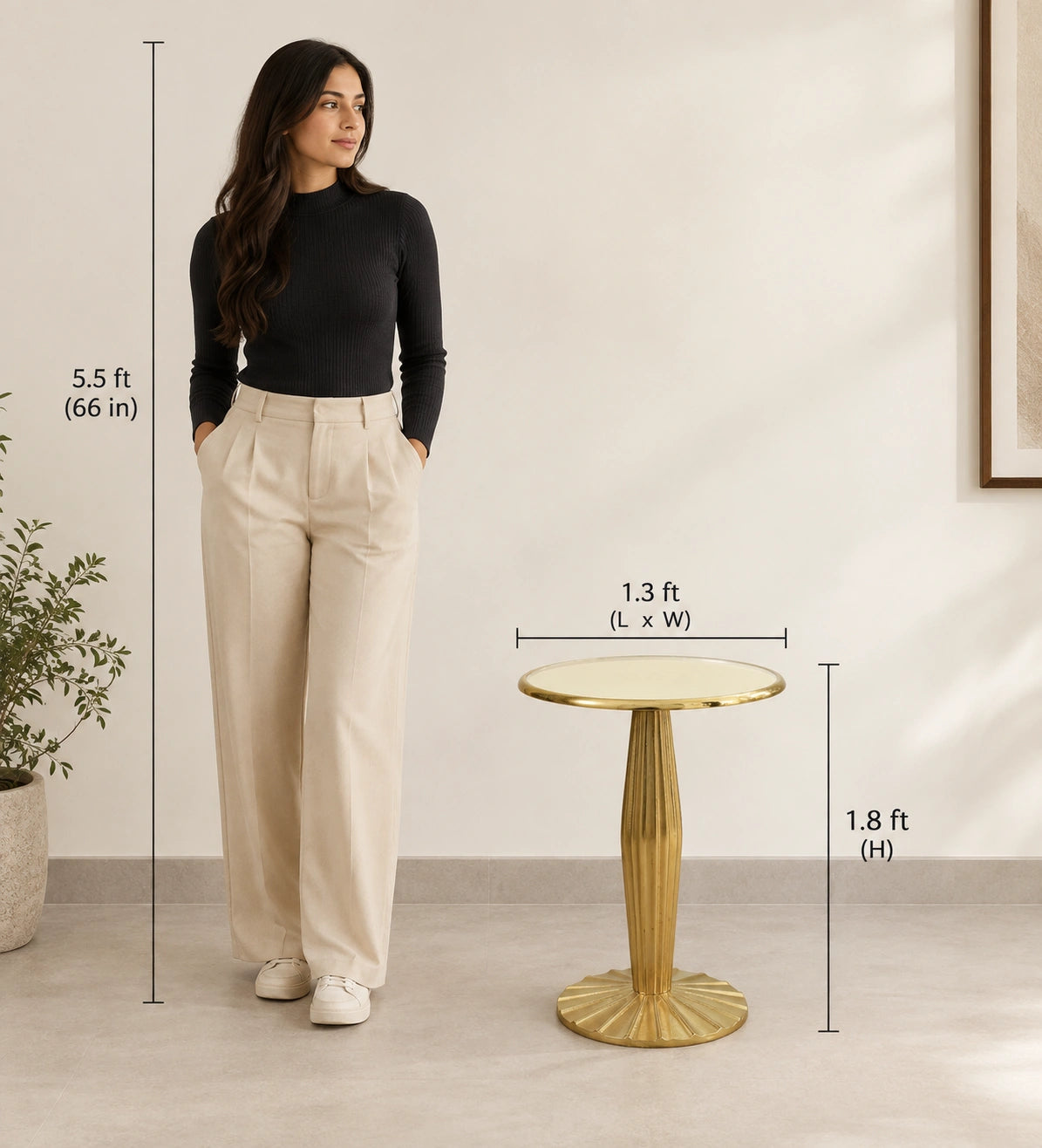 Luxury Mini Bamboo Accent Table | Gold Metal Side Table for Living Room & Bedroom Decor