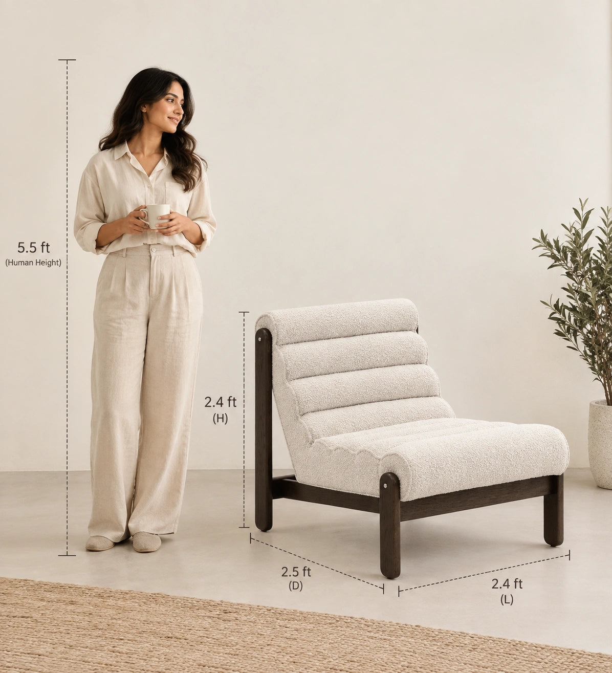 Solis Teak Wood Lounge Chair |  Luxurious Sofa Chair for Living Room