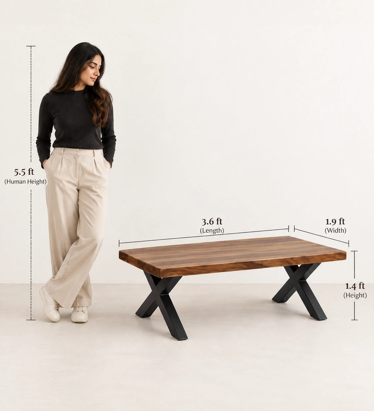 Fremont Sheesham Wood Coffee Table for Living Room | Sofa Center Table