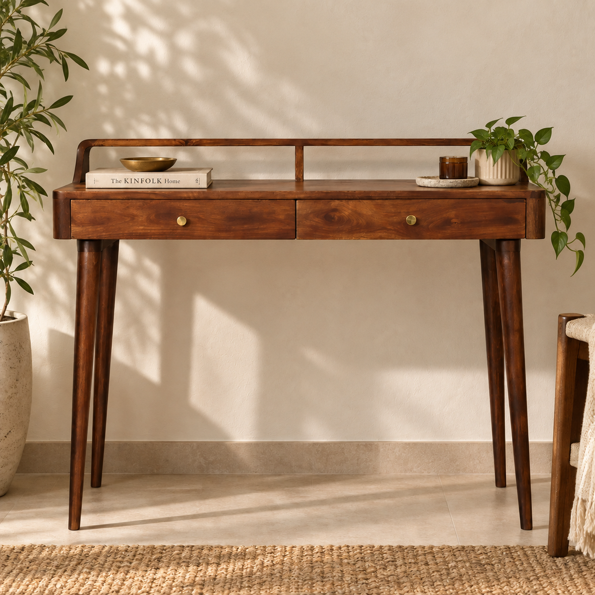 Elevated Chestnut Console Table