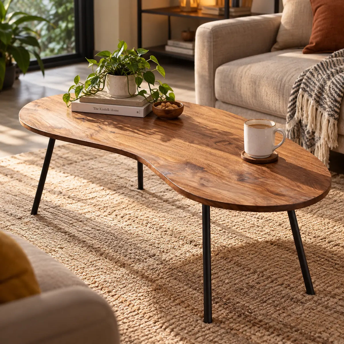 Wood & Metal Bean Coffee Table | Center Table For Living Room