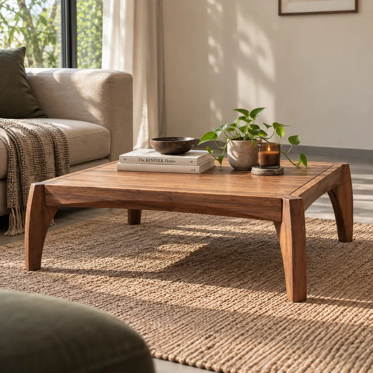 T-Rex Squiral Coffee Table | Sheesham Wood Tea Table | Wooden Center Table for Living Room