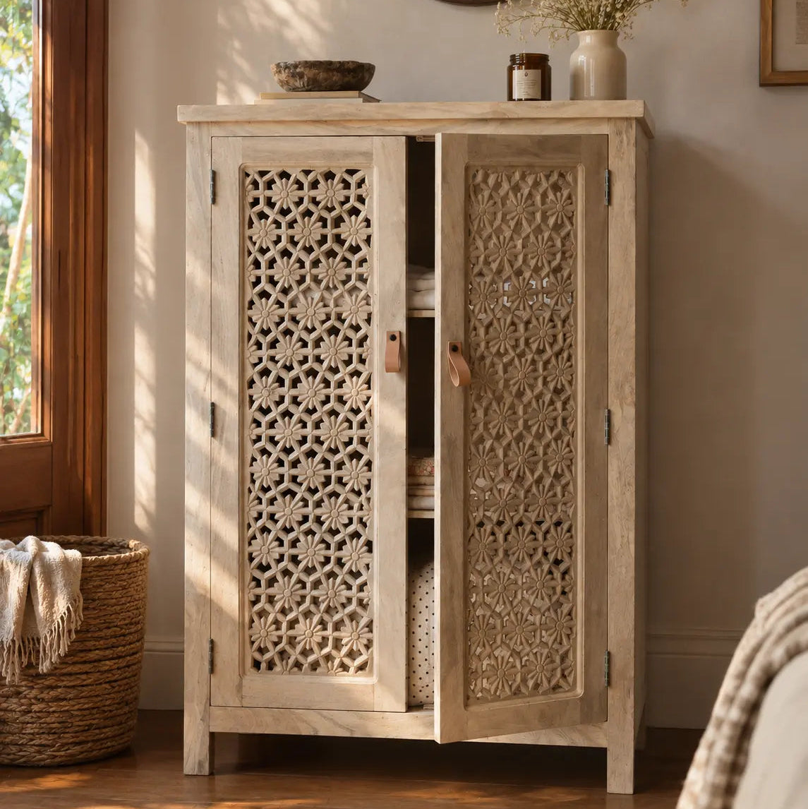 Modern Wooden Sideboard Cabinet with 2 Doors | Storage Cabinet for Living & Dining Room