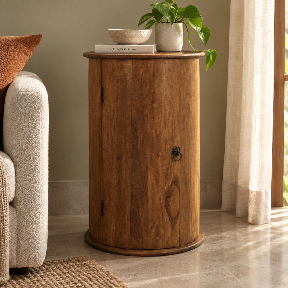 Acropolis Round Side Table | Sheesham Wood End Table for Living Room