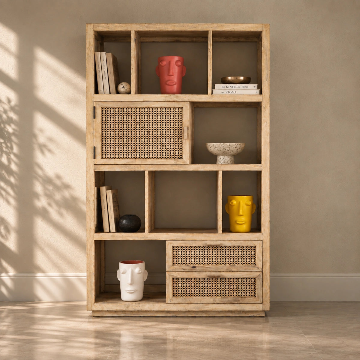 Open Shelf Wooden Bookcase For Living Room & Bedroom