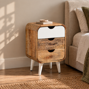 Wooden Bedside Table | Yellow & White Storage Table