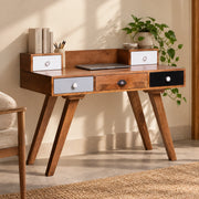 Multi Colored Wood Work Desk | Side Study Table For Living Room