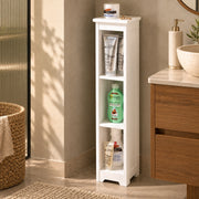 White Wooden Open Storage Bathroom Shelf | Bathroom Furniture
