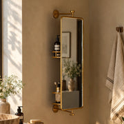 Rectangular Long Rotating Mirror | Wrought Iron 360° Floor Mirror for Bedroom | Full Length Mirror