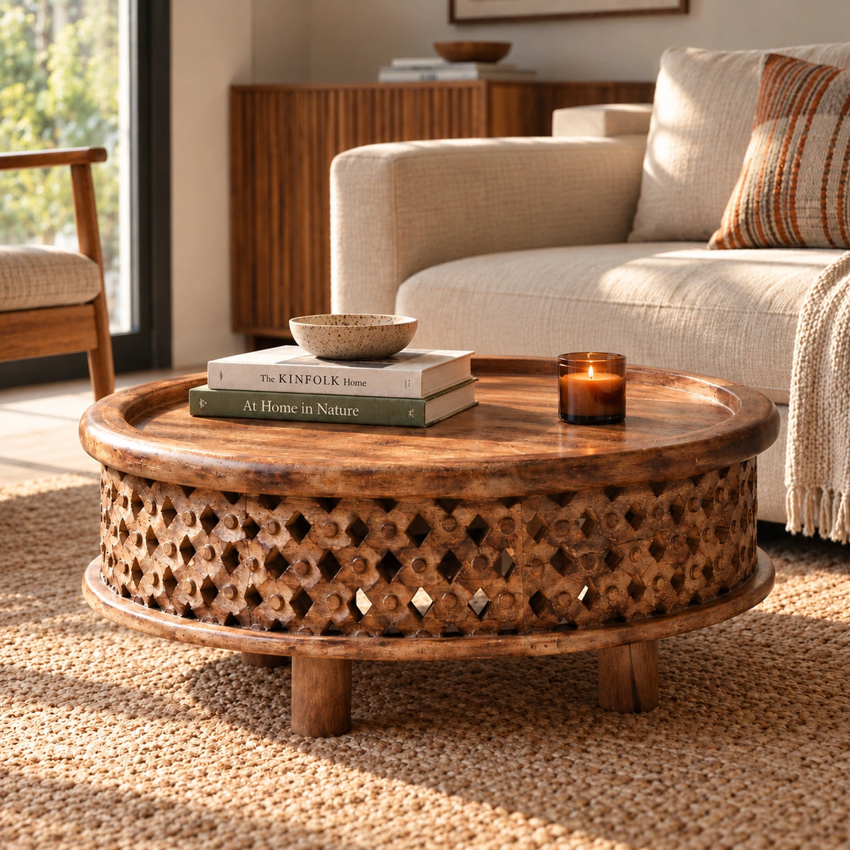 Circular Center Wooden Coffee Table | Round Table For Living Room