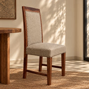 Brown & White Wooden Dining Chair With Cushion | Dining Room Furniture
