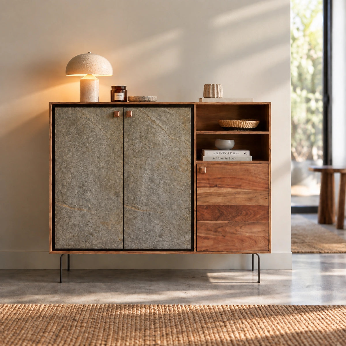 Wooden Sideboard Cabinet With Door For Living Room & Bedroom Furniture