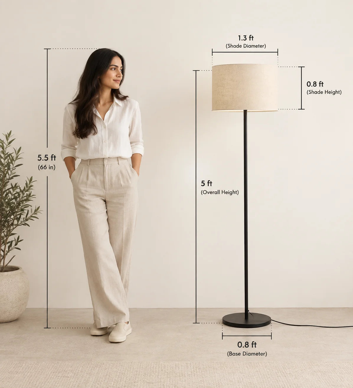 Modern Sleek Standing Lamp for Living Room | Bedroom Floor Lamp