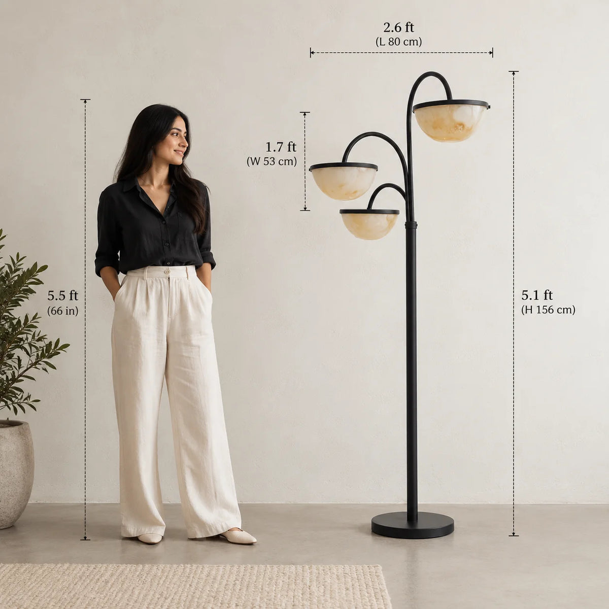 Crater Arc Floor Lamp | Mild Steel and Resin