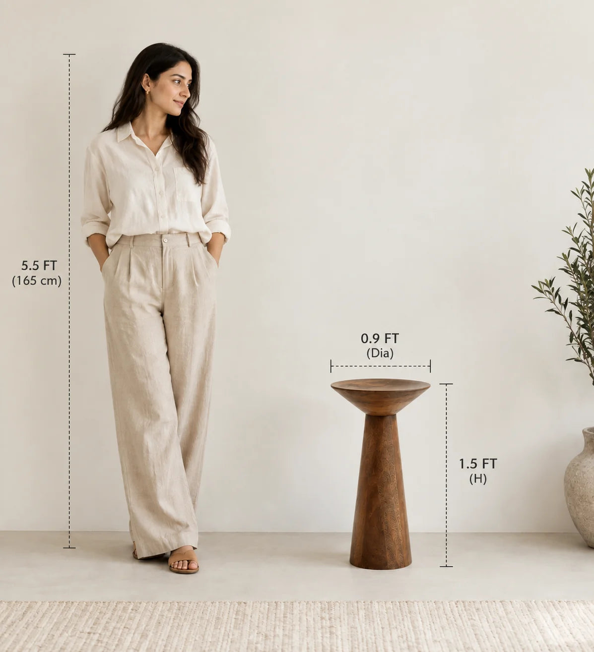 Nime Mango Wood End Table | Stylish Bedside Table | Side Tables for Living Room