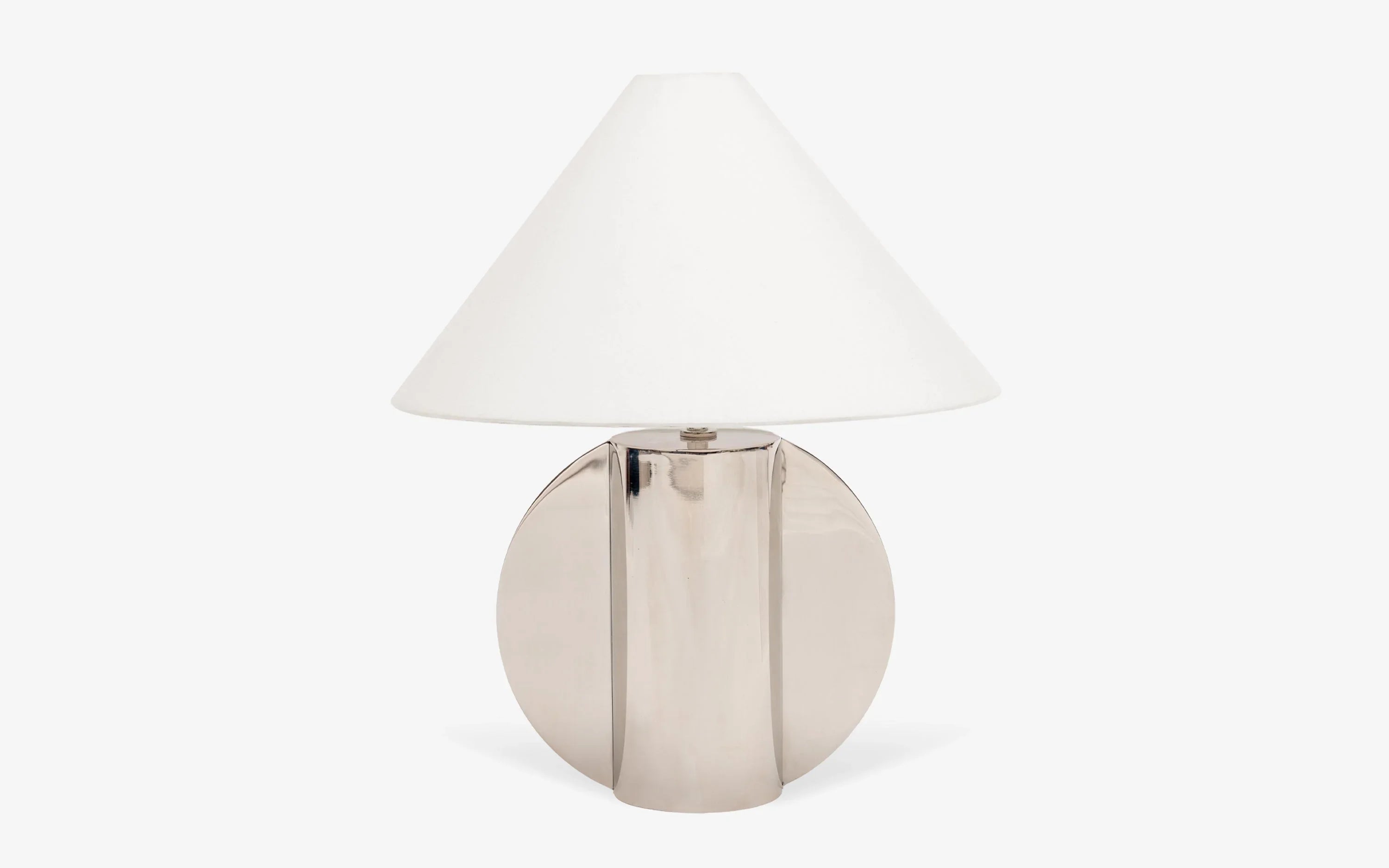 Helia Arc Table Lamp | Stainless Steel and Cotton Fabric