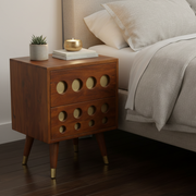 Chestnut Brass Cut-out Bedside