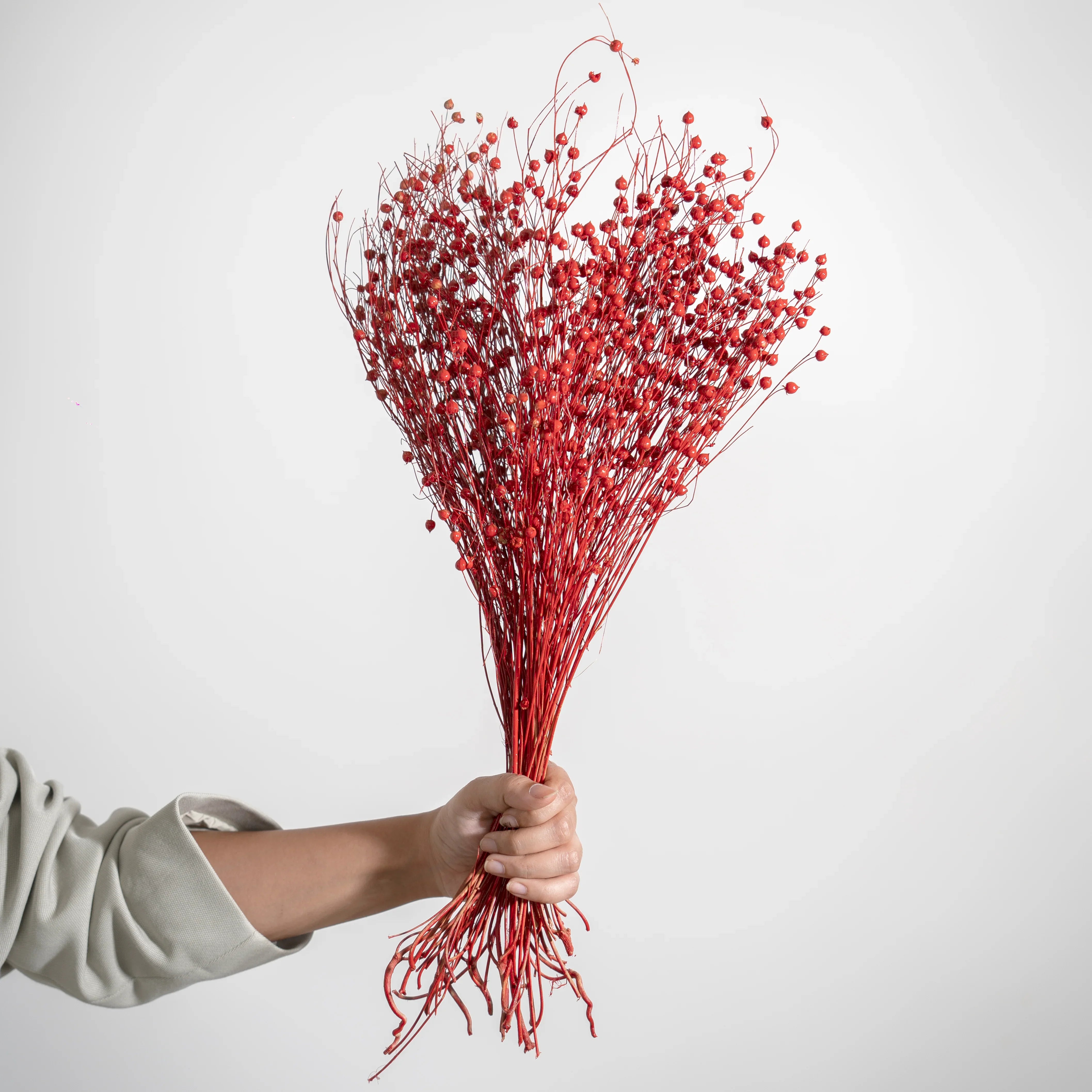 Linum Red Flax Bunch for Plant Vase | Artificial Flower Decor