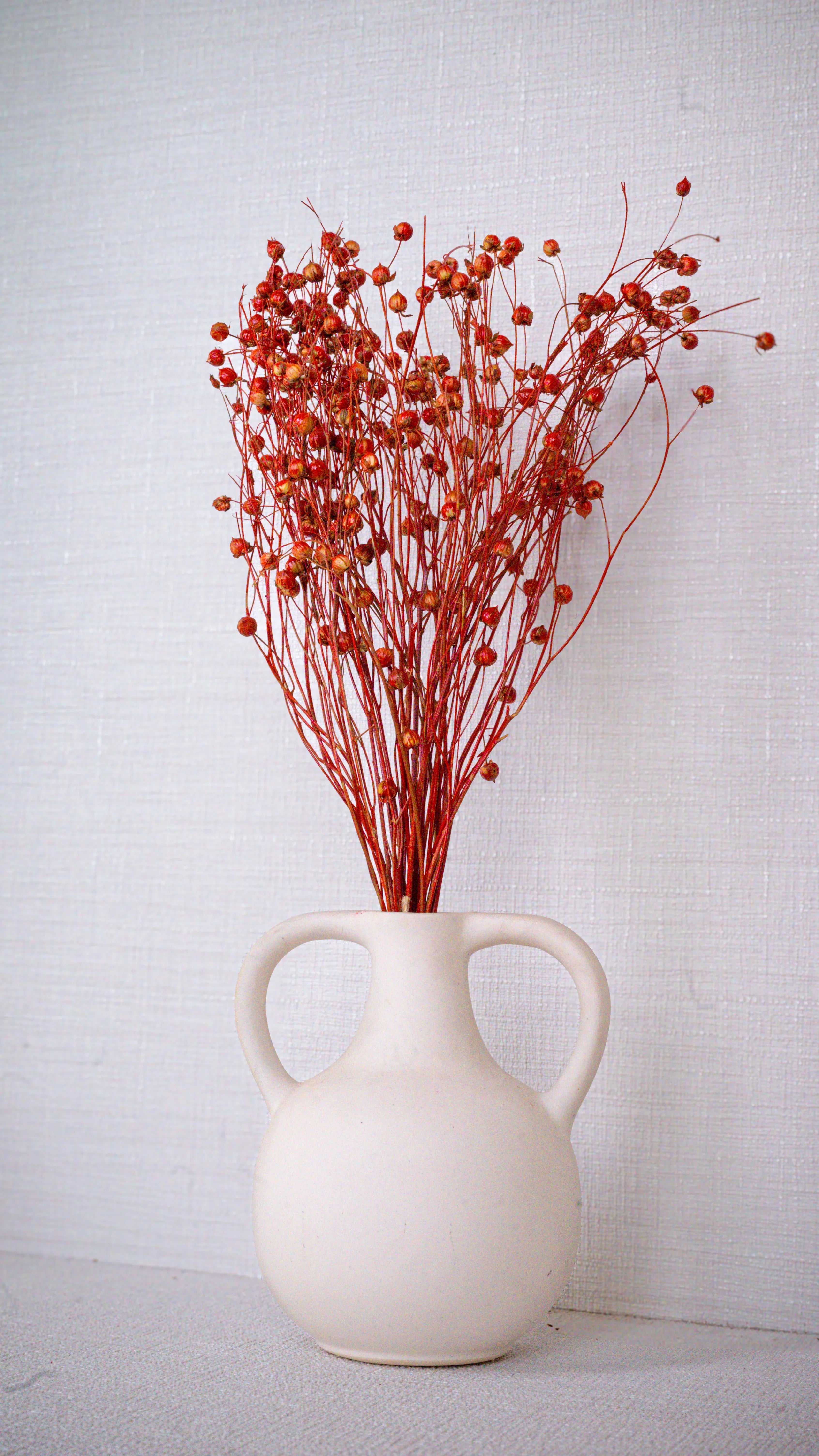 Linum Red Flax Bunch for Plant Vase | Artificial Flower Decor