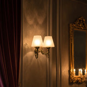 Antique Brass Finish Wall Lamp With Tapered Frosted Glass Shades | Wall Sconce