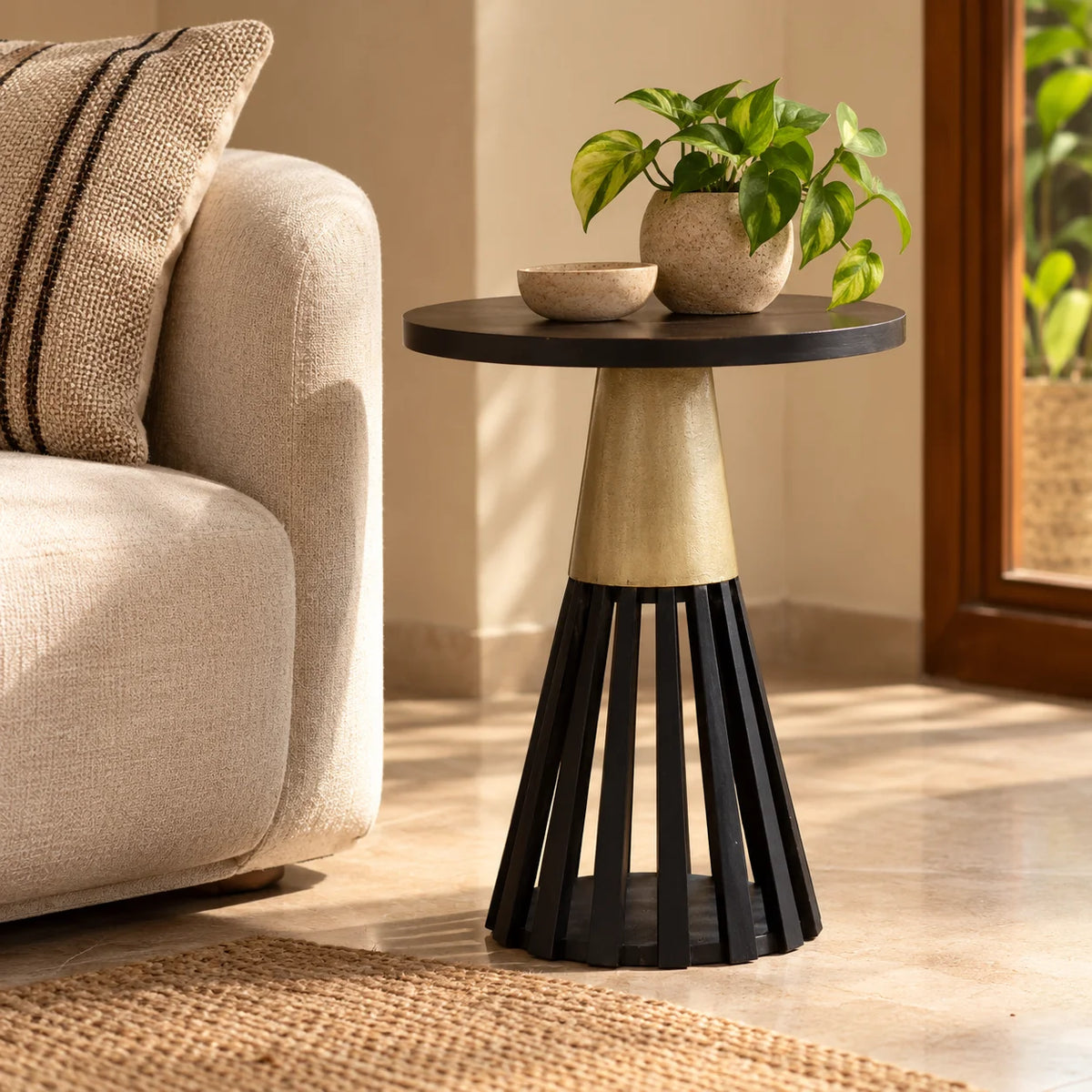 Lecia Round Side Table for Living Room | Designer End Table