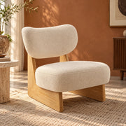 Rumi Oak Wood & Fabric Upholstery Chair