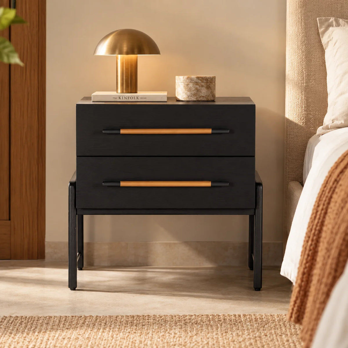 Vruksha Teak Wood 2-Drawers Bedside