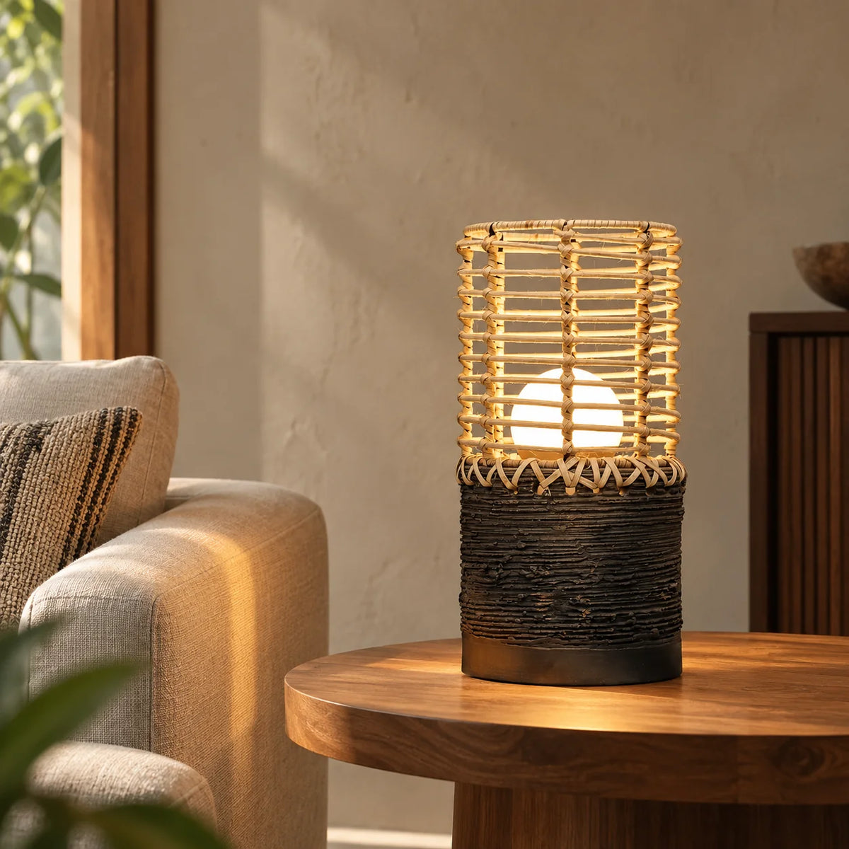 Nongpoh Terracotta & Cane Table Lamp | Desk Lamp for Study, Office & Bedroom