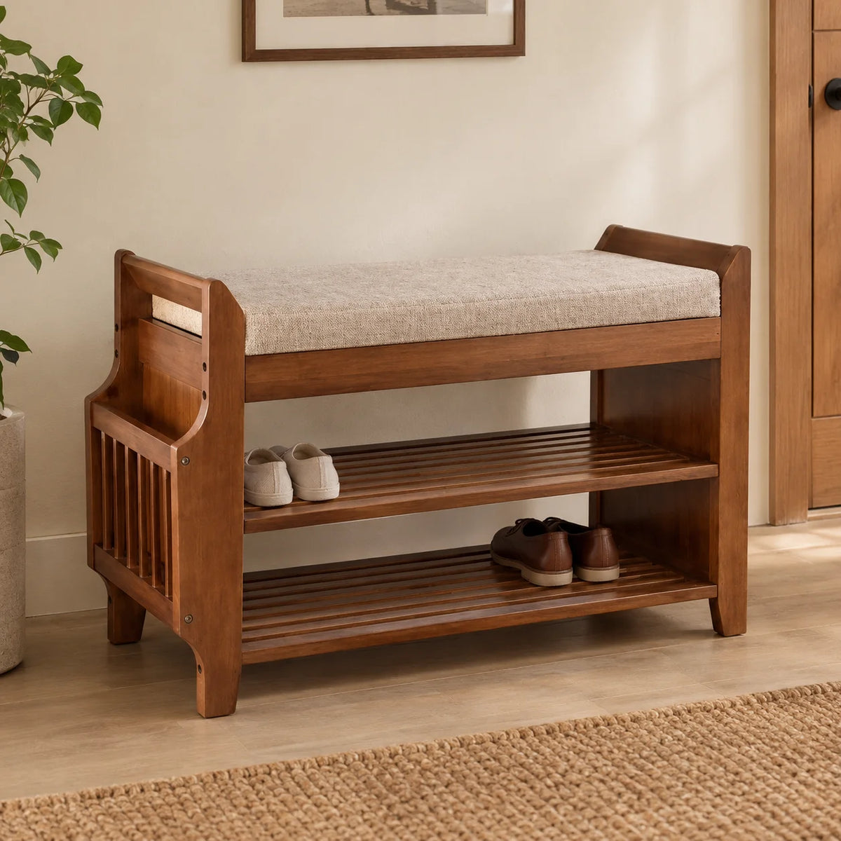 Looma Solid Wood Shoe Multi Functional Bench