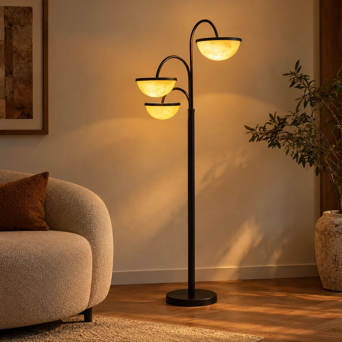 Crater Arc Floor Lamp | Mild Steel and Resin