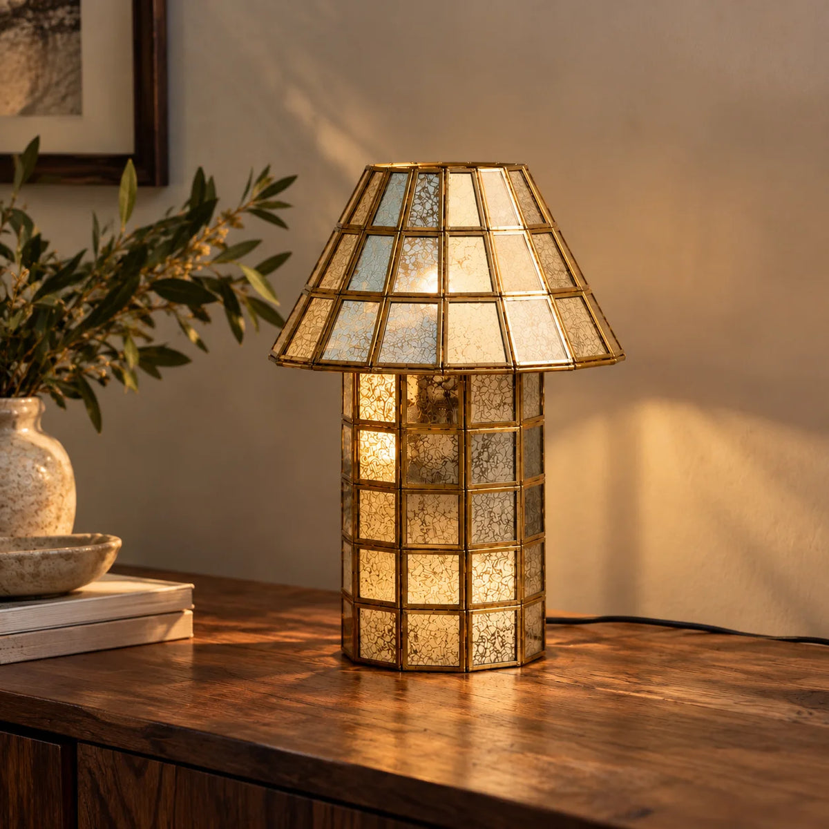 Aged Designer Table Lamp | Brass Lamp for Living Room | Bedside Lamp