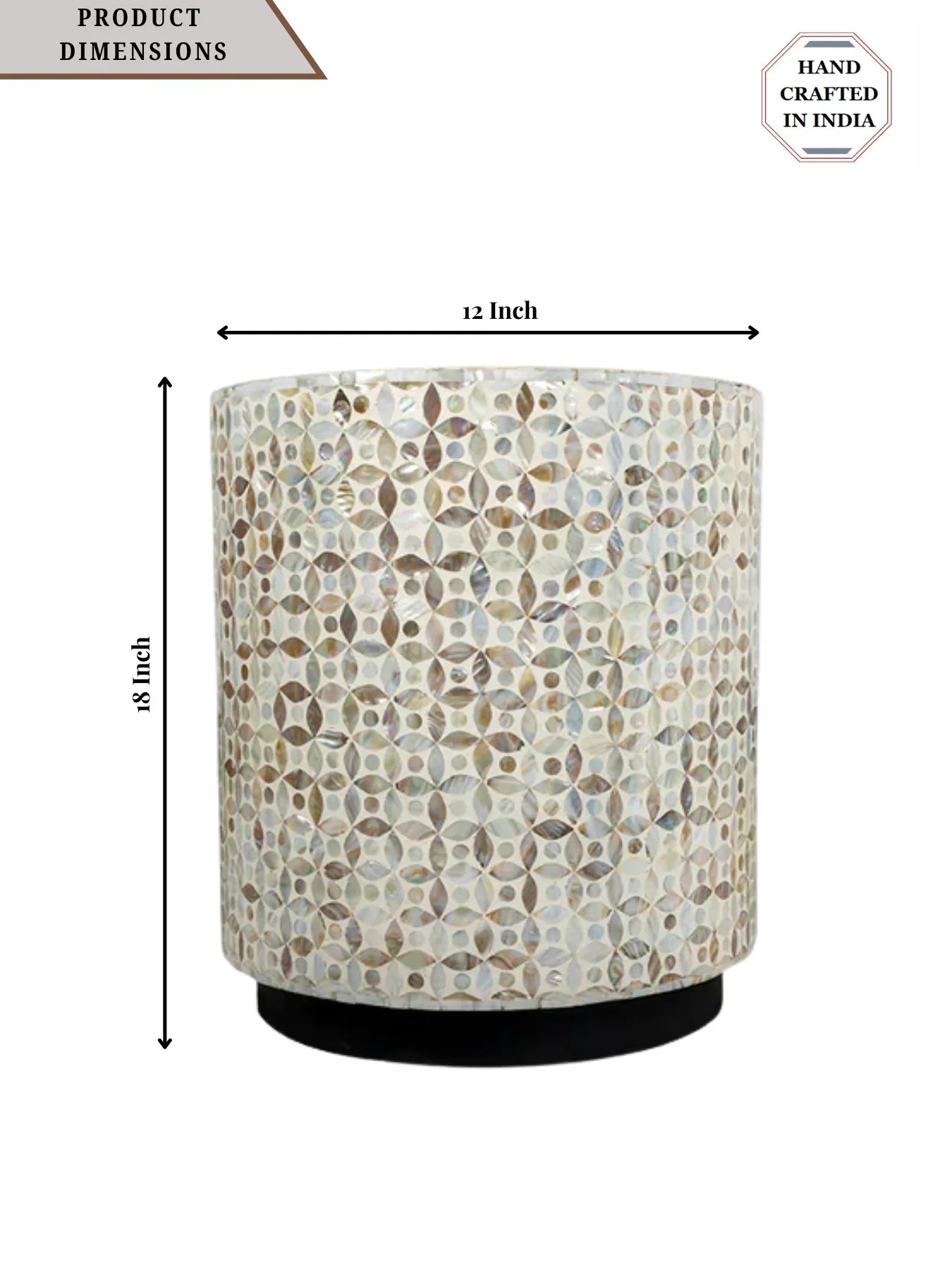 Mother of Pearl Inlay Drum Side Table- Nemo