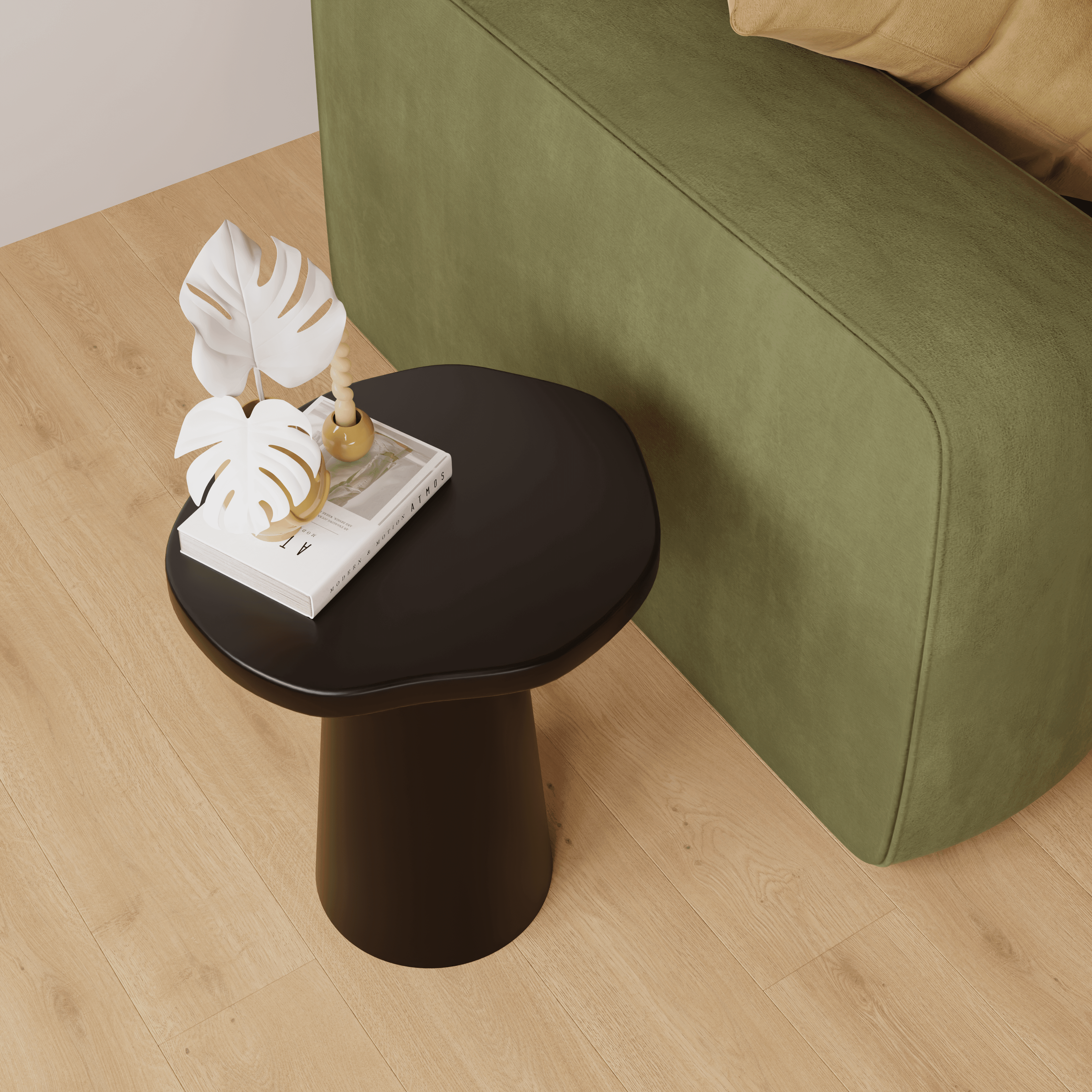 Crater Round Side Table for Living Room | Solid Mango Wood End Table For Hall