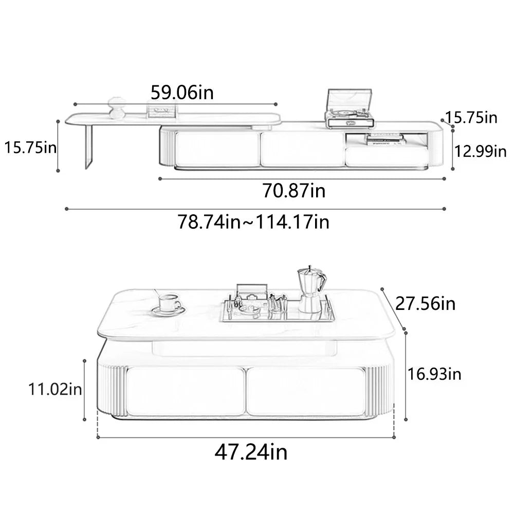 Modern Center Table for Living Room | Coffee Table with Drawers | Designer Tea Table