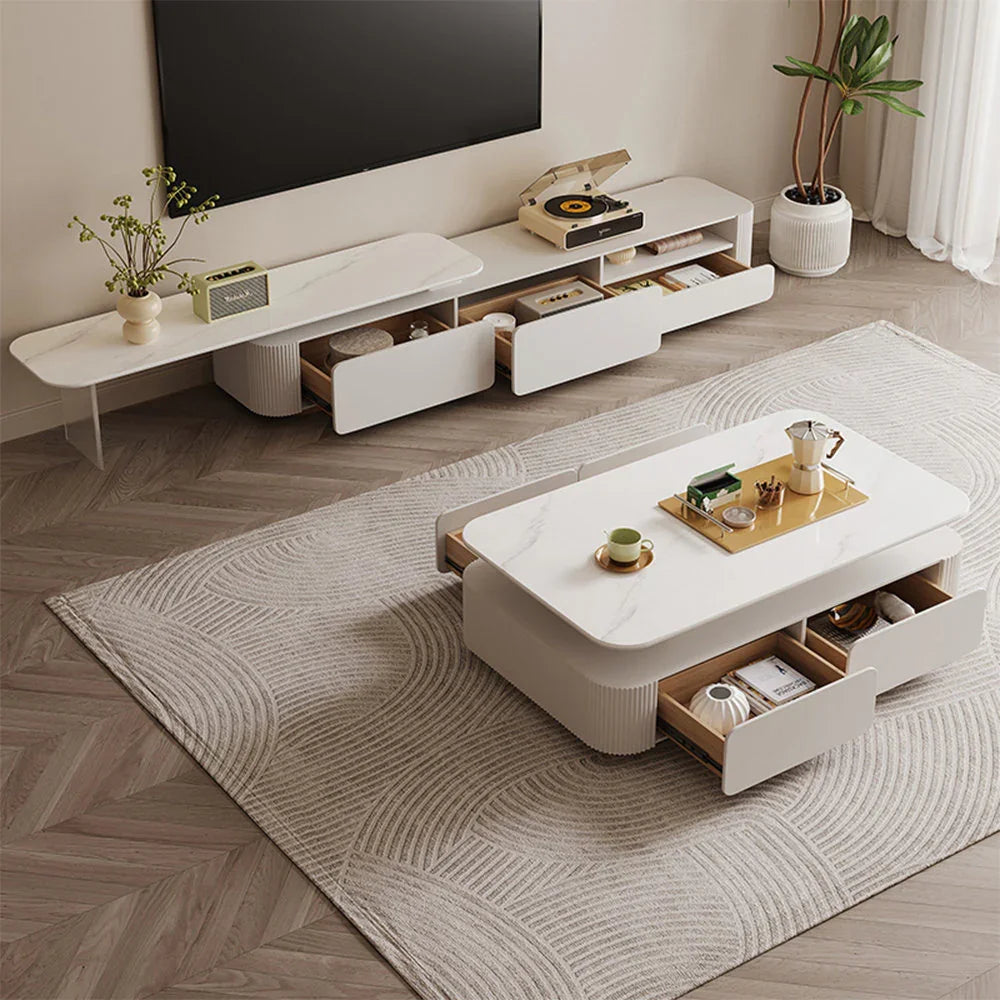 Modern Center Table for Living Room | Coffee Table with Drawers | Designer Tea Table