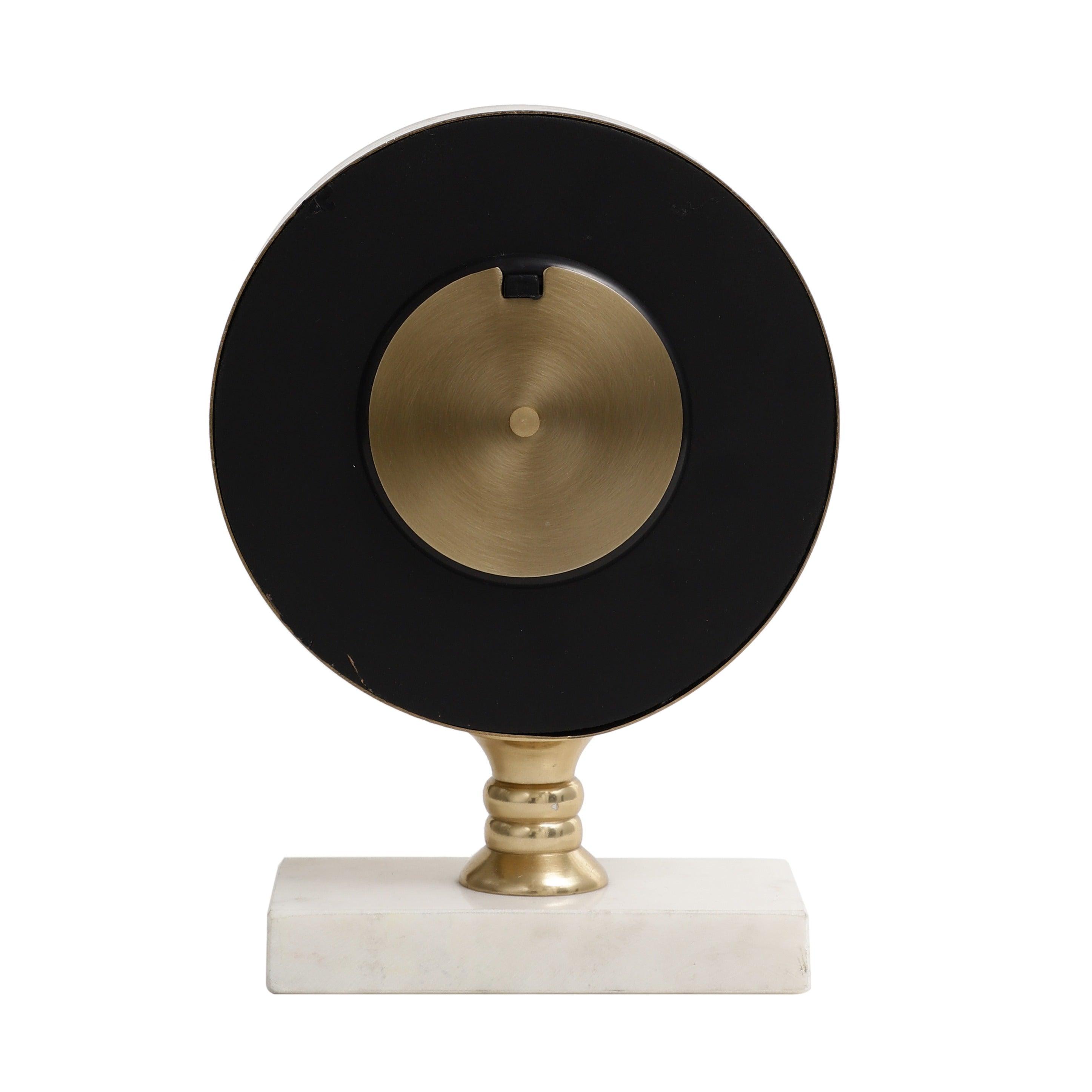 Seraphic Gold Marble Table Clock | Desk & Mantel Timepiece | Designer Office Desk Accessoried