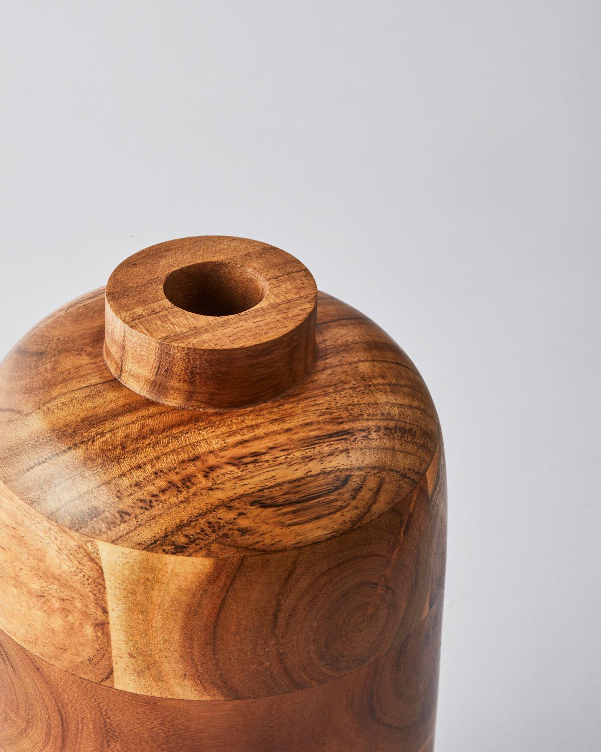 Acacia Wood Flower Pot | Elegant Flower Vase for Home and Office Decor