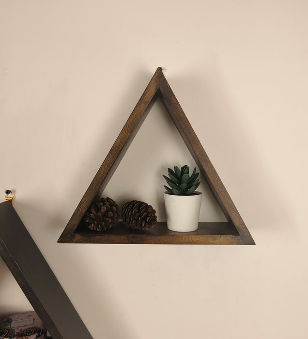 Henry Iii Triangular Set of 3 Wooden Wall Shelves