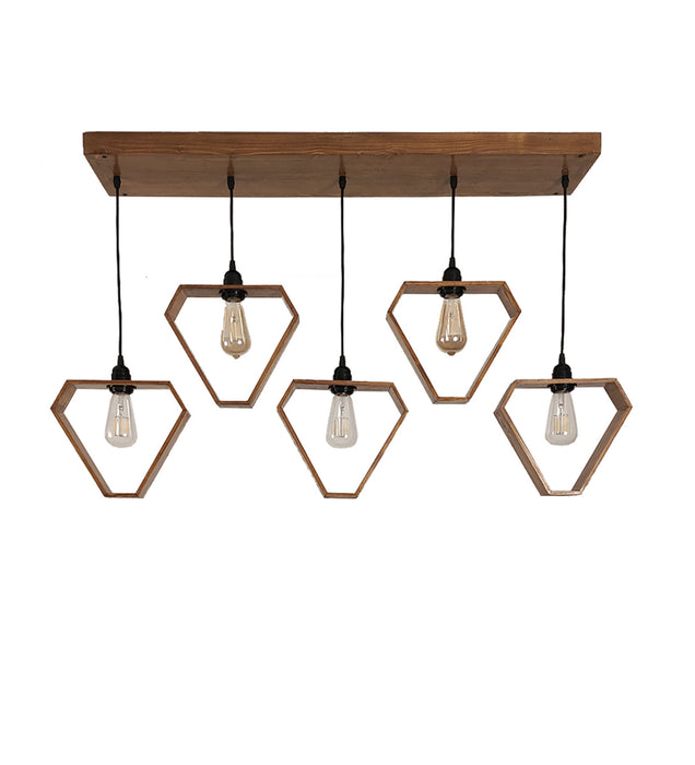 Hexad Brown Wooden 5 Series Hanging Lamp