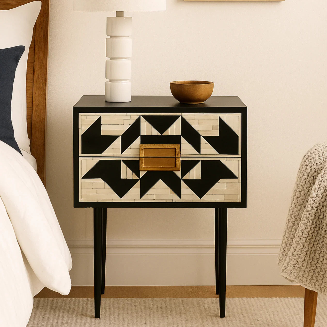 Inlay Marvin Bedside Table with Legs - Kingsley