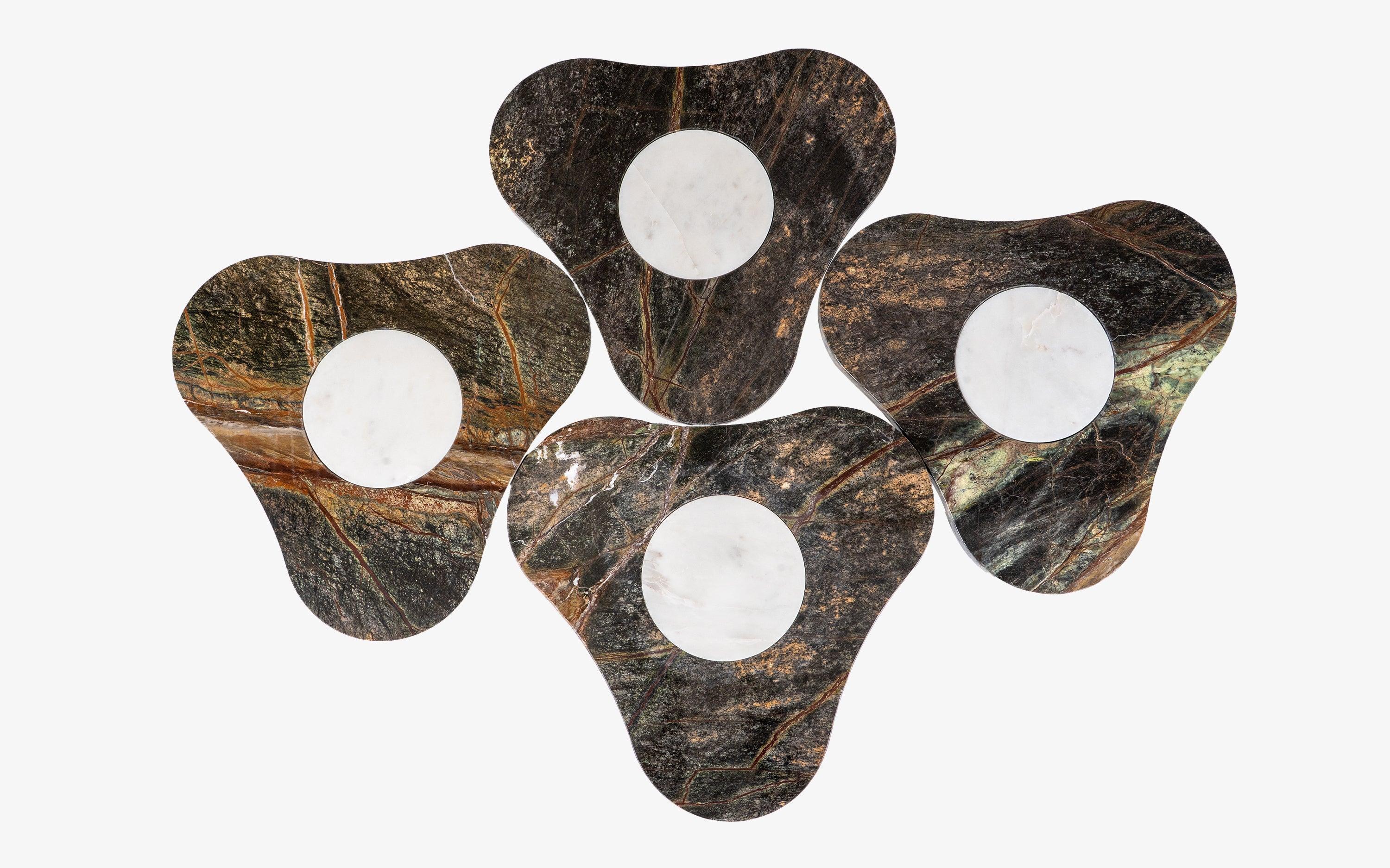 Poppy Nesting Side Table Set of 4 | Marble Accent Tables for Living Room | Nest of Tables