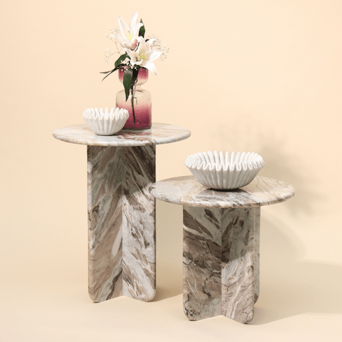 Norge Marble Side Table for Living Room | Small End Table | Corner Table