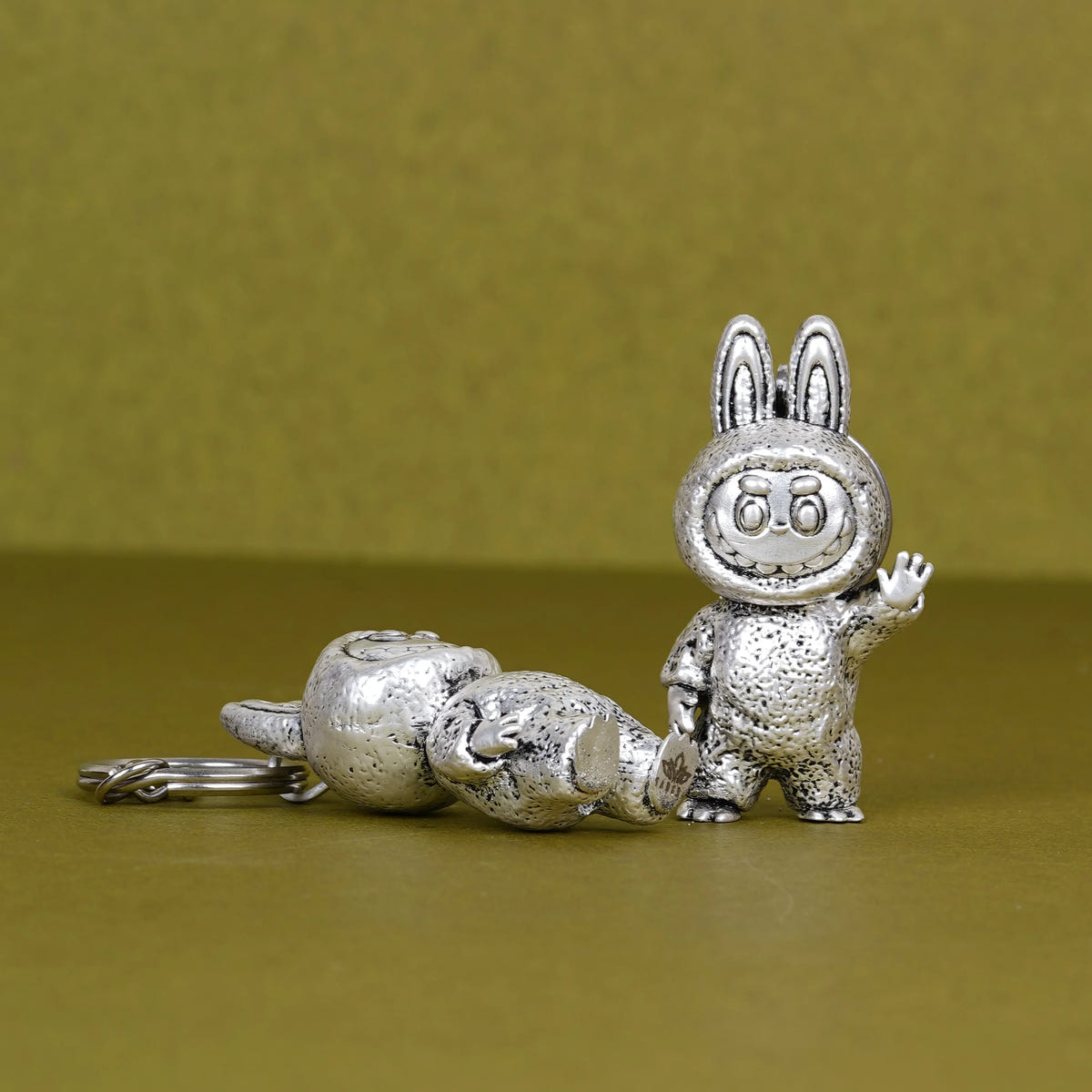 Elegant Labubu Silver-Plated 3D Keychain
