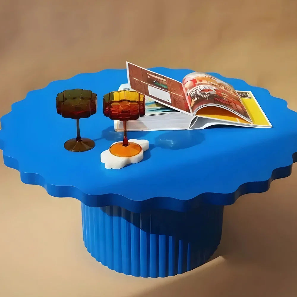 Round Design Coffee Table Child-Safe Montessori Activity Table for Kids (Blue)